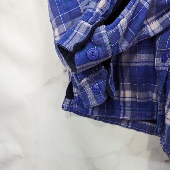 LL Bean Shirt Jacket Size XS Women Purple Plaid Fleece Lined Shacket Oversized - Picture 14 of 14